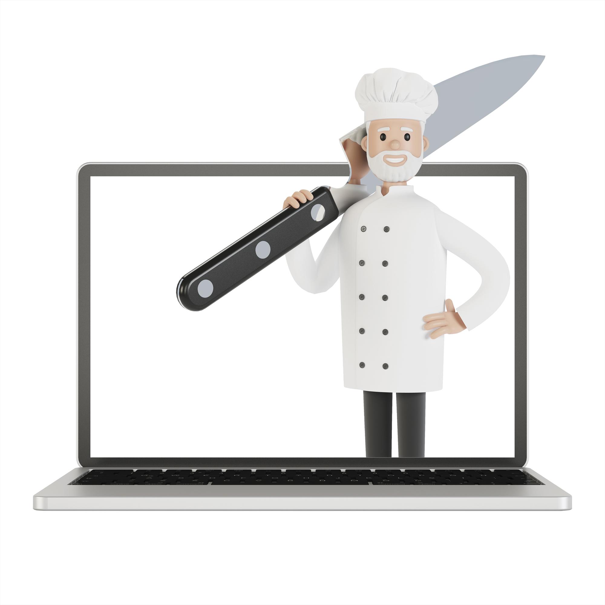 Chef demonstrating knife technique online